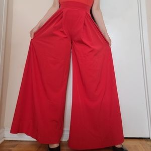 Wide leg flared red pants